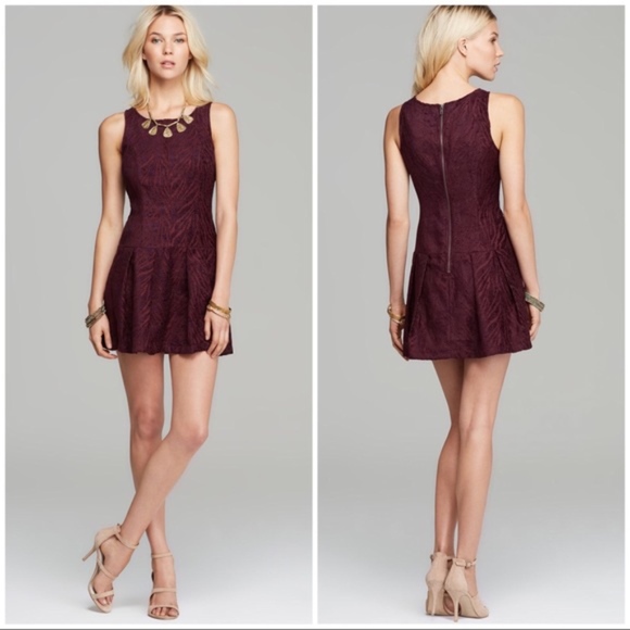 Free People Dresses & Skirts - Free People Wine Chenille Zebra Print Dress NWT